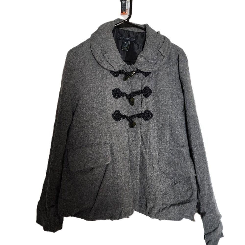 Marc Marc Jacobs Gray Cotton / Wool Blend Toggle Jacket Coat Bubble Hem Size 8